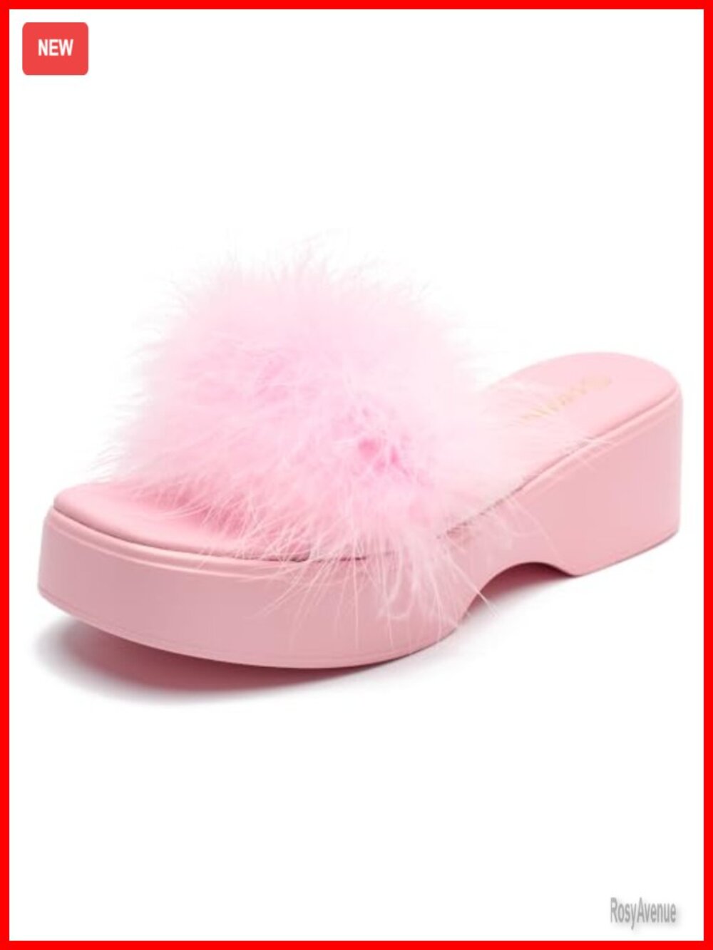 Platform Heeled Mules with Faux Fur Upper and Chunky Block Heels